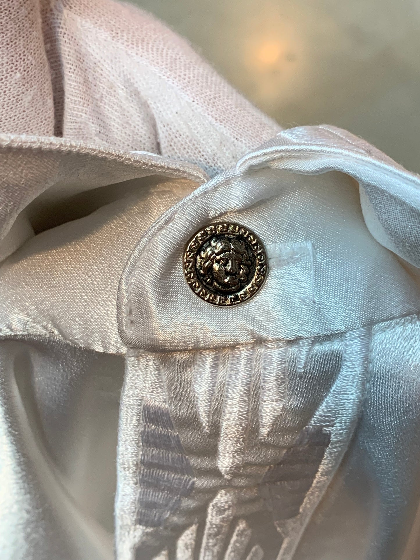 White Versace Silk Button-Up