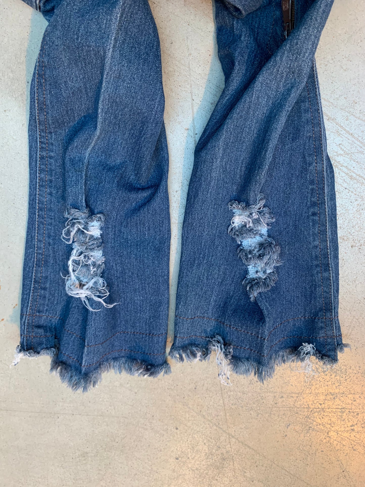 Y2K Women's Thigh-High Distressed Denim Peep-Toe Boots