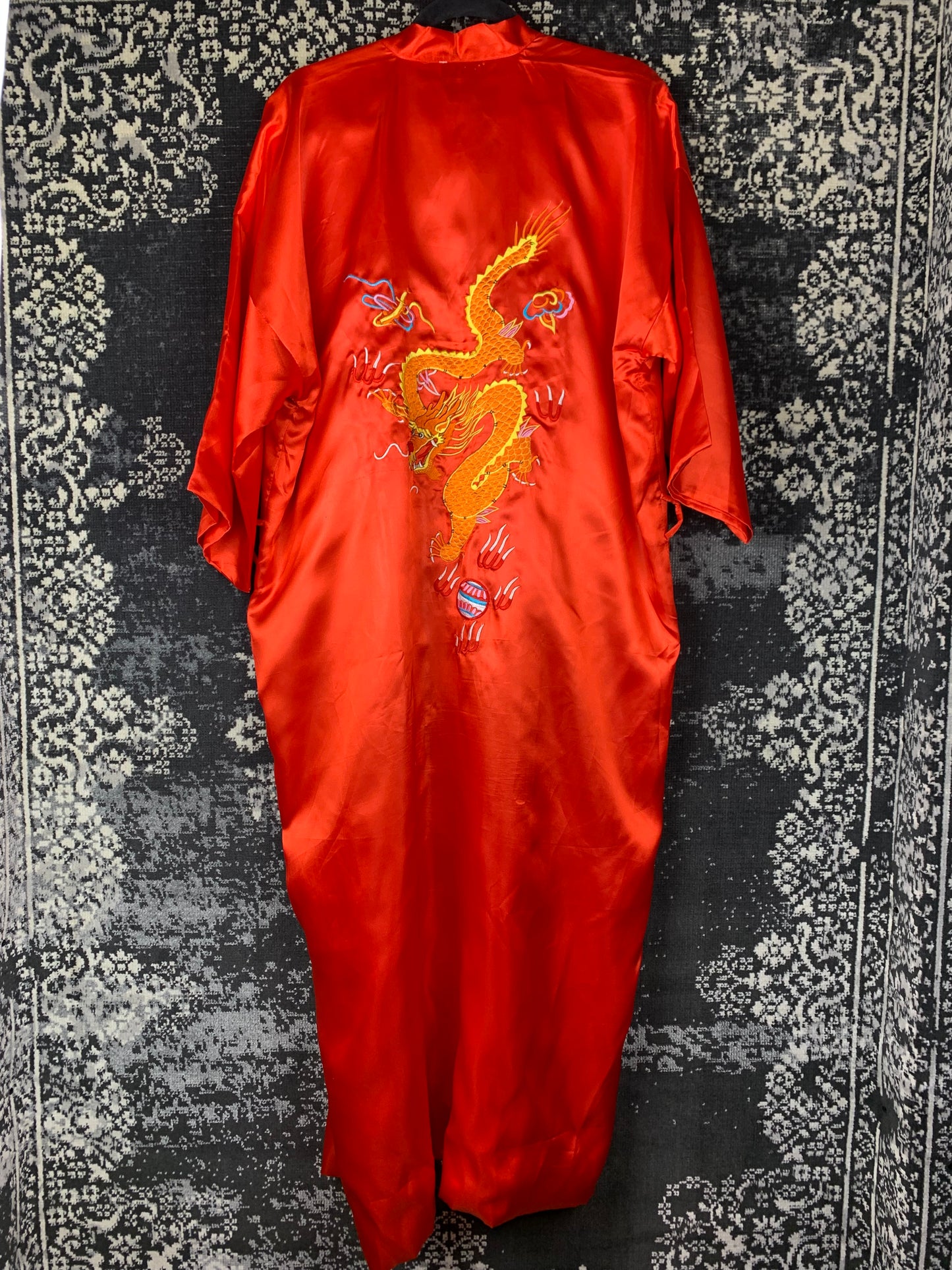 Women's Red Silk Dragon Embroidered Kimono
