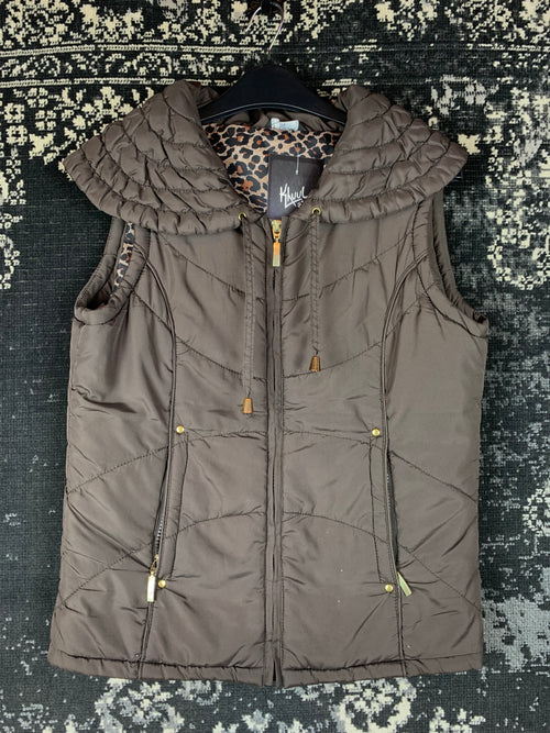 MODA at George Y2K Dark Brown Puffer Vest
