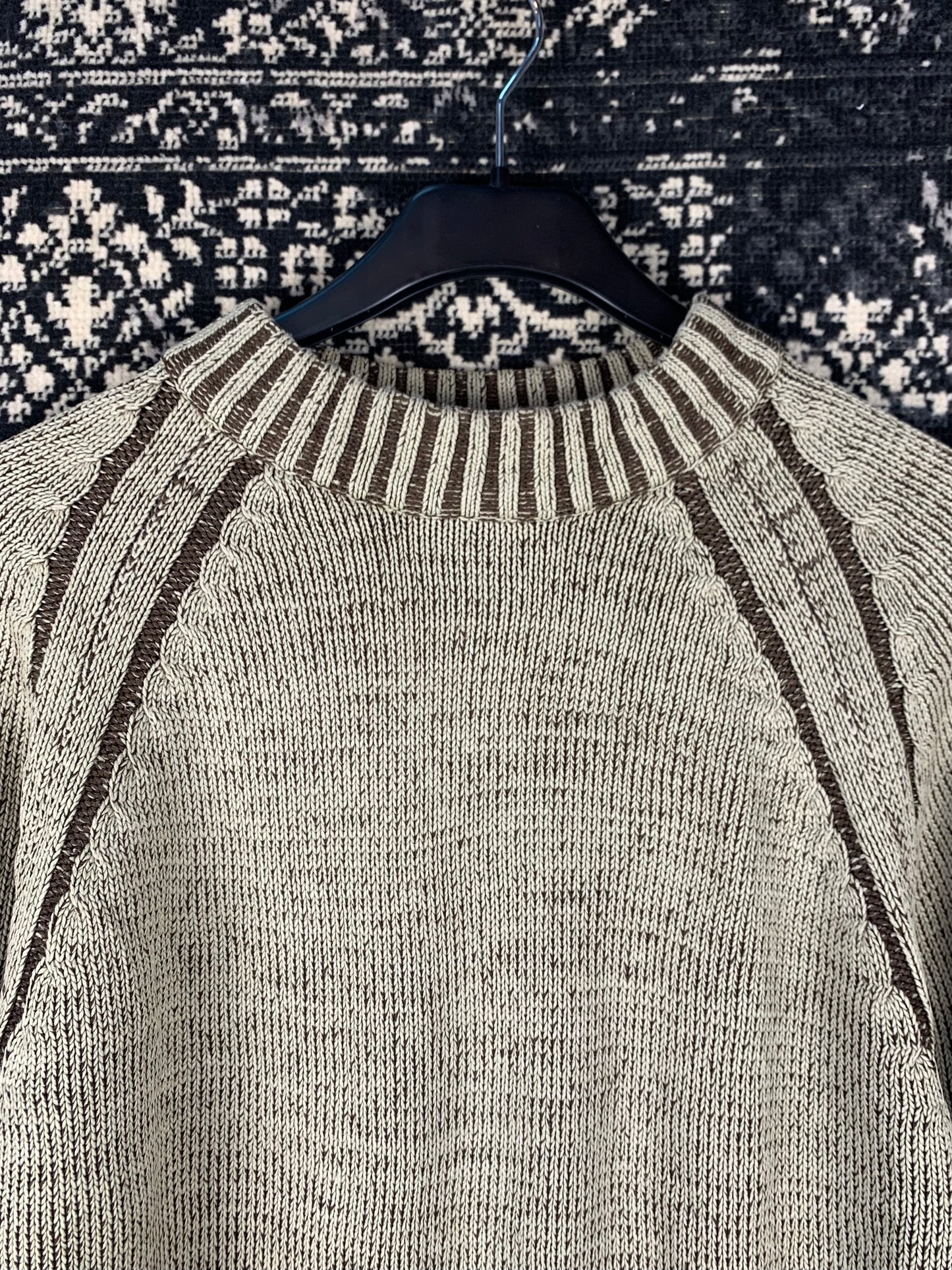Unisex Washed Two-Tone Chunky Knit Sweater
