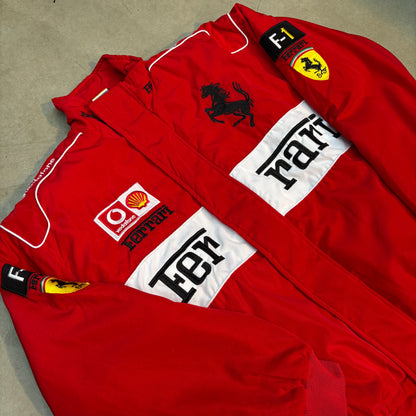 Vintage Red and White Ferrari Racing Jacket