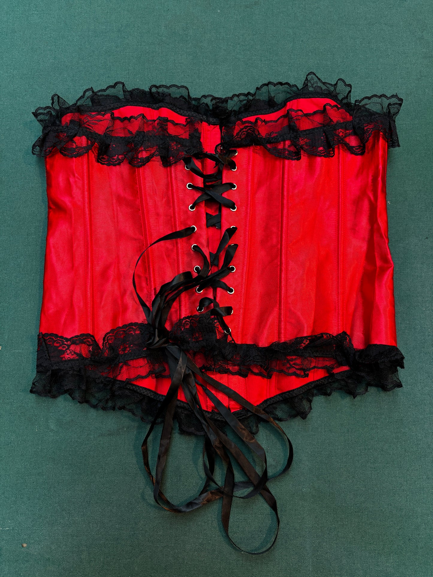 Women's Alternative Red Corset - Strapless Lace-Up Bustier Top