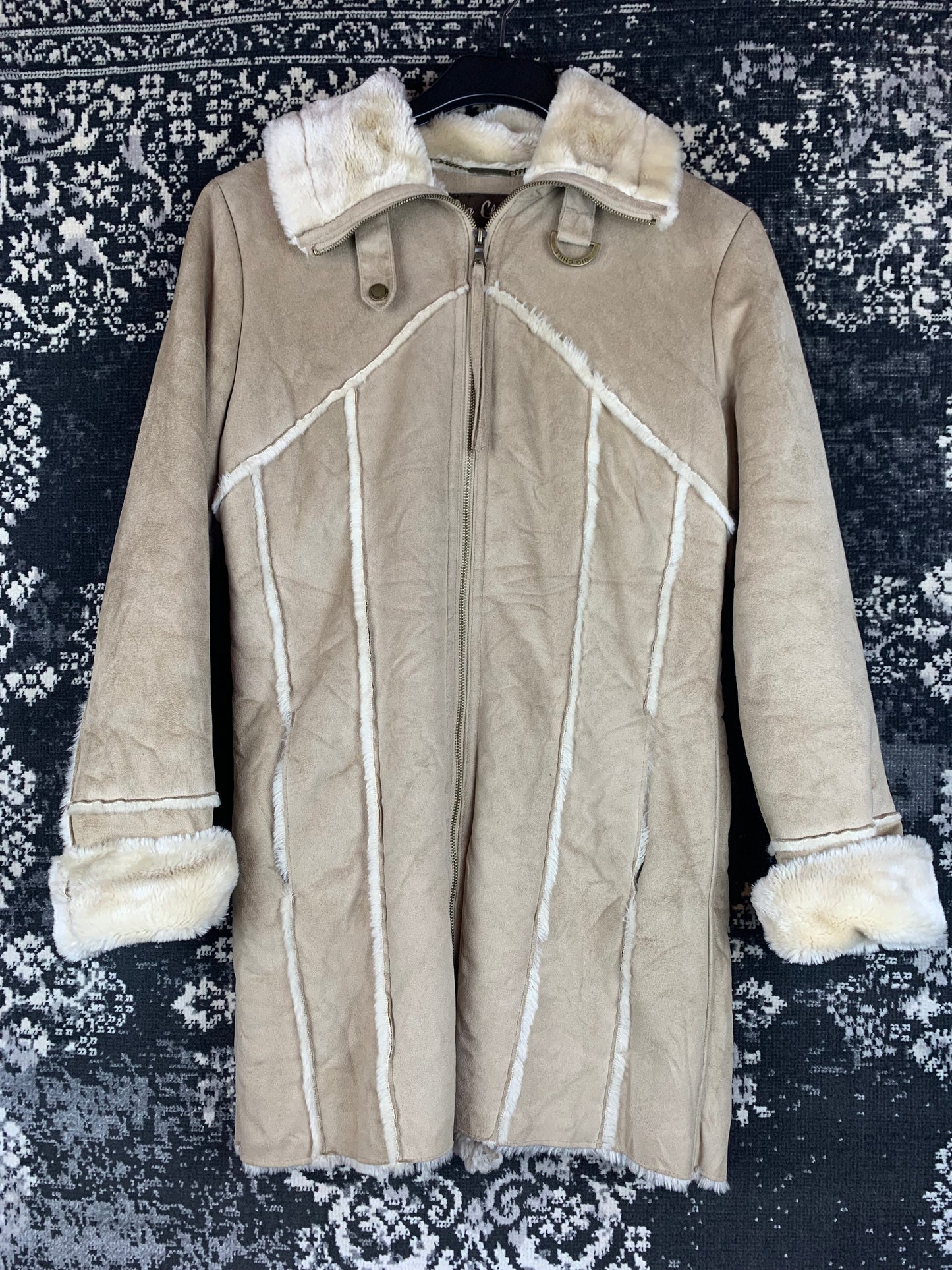Women's Vintage Creamy Faux Suede Coat