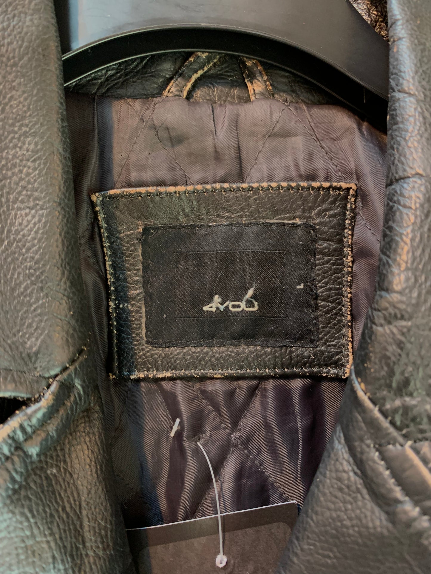 Black Vintage Leather Jacket With Button Closure