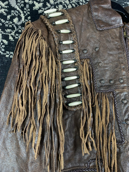 Men's Vintage Leather Gallery Brown Cowboy Jacket