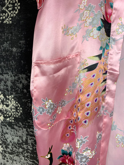 Women's Pink Japanese Style Silk Kimono Robe