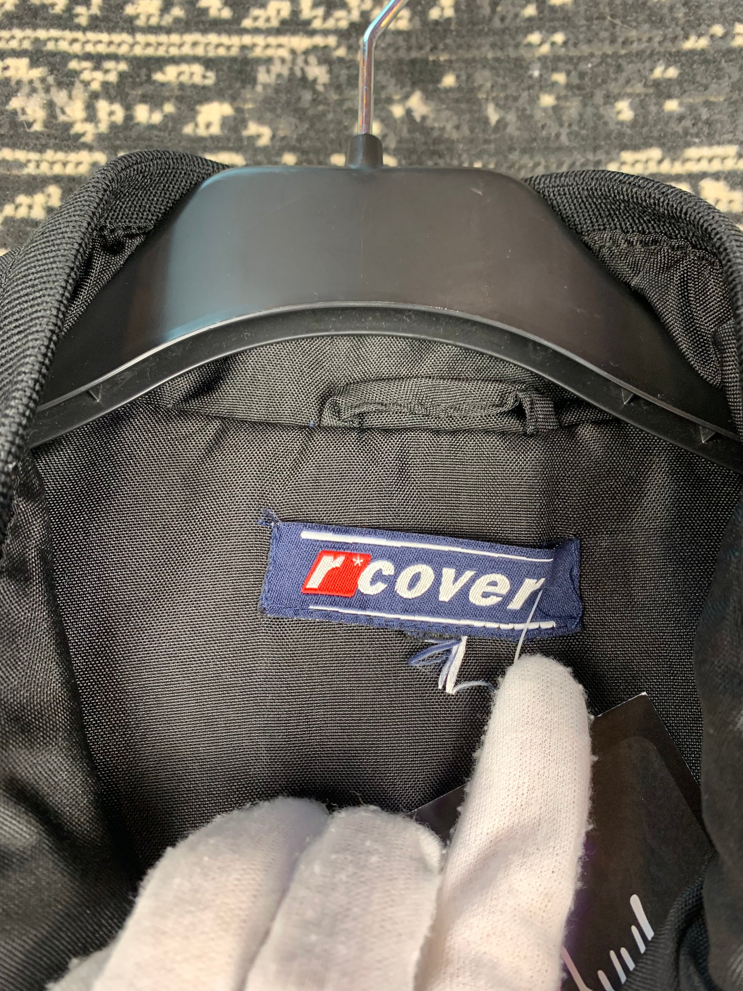 Y2K Unisex Black Bomber Jacket by R Cover with Zip Front