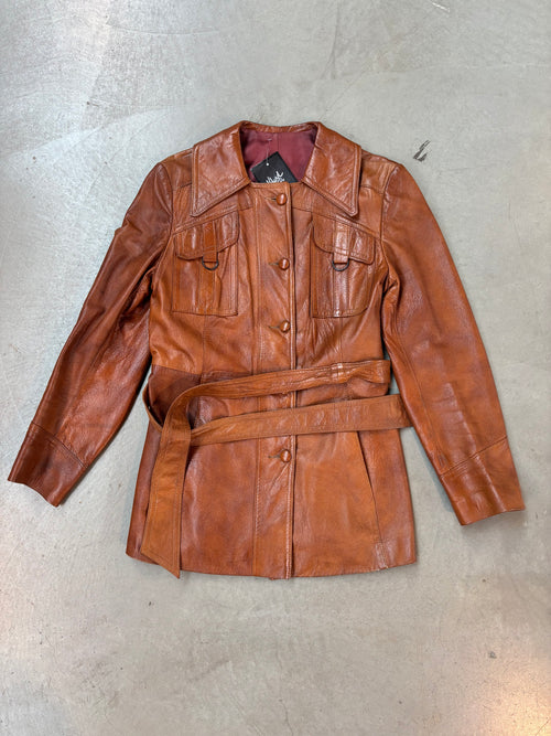 Vintage Marquis of London Belted Leather Jacket
