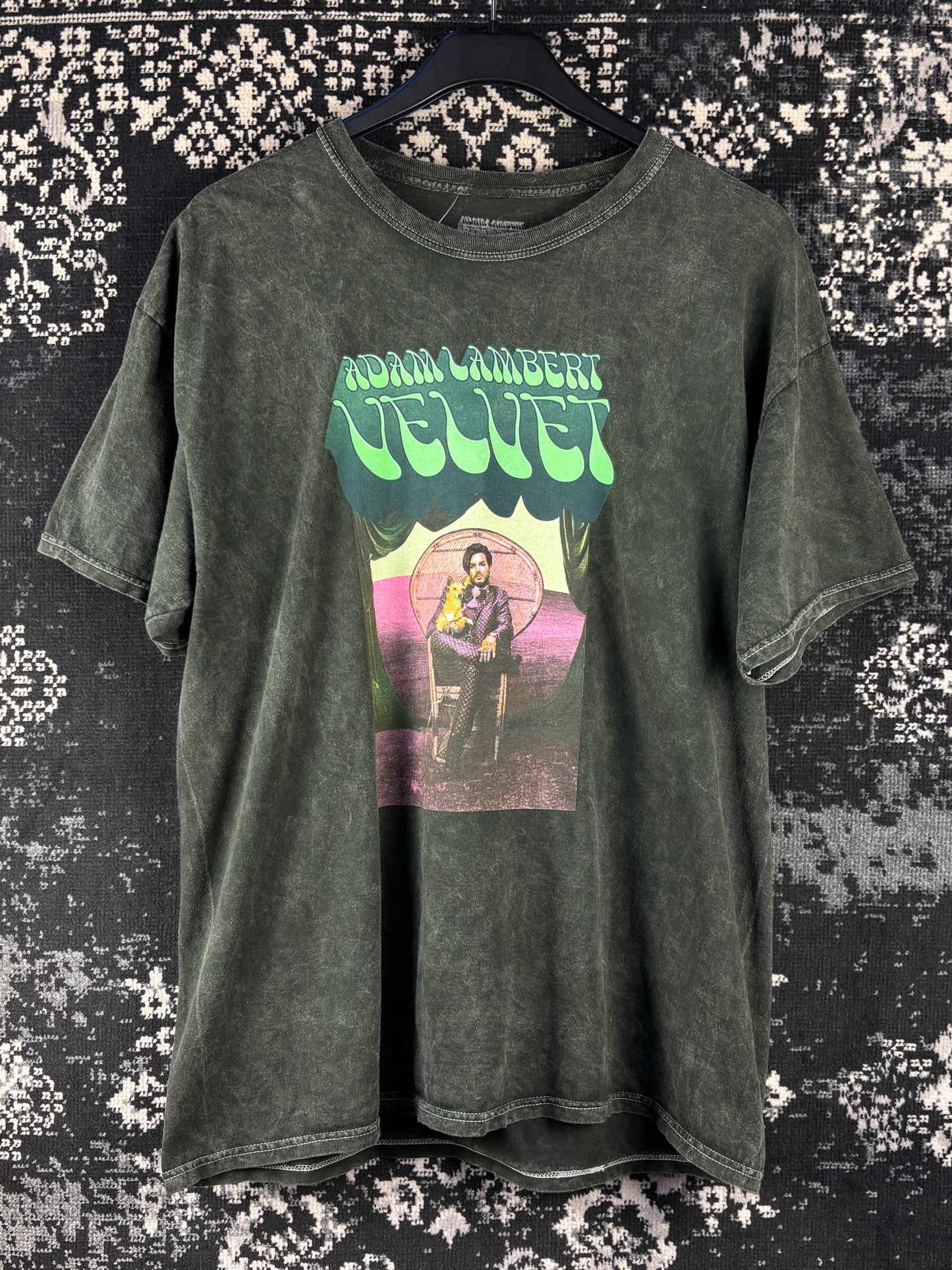 Adam Lambert "Velvet" Green Washed Graphic T-Shirt