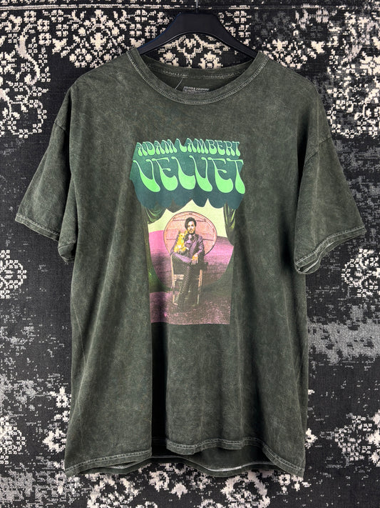 Adam Lambert "Velvet" Green Washed Graphic T-Shirt
