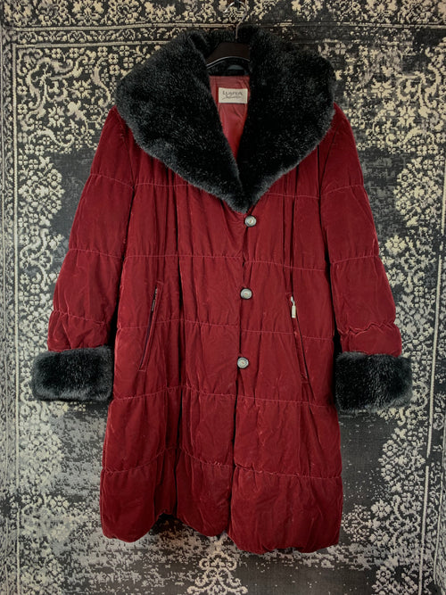 Women’s Vintage Luhta Studio Burgundy Quilted Coat