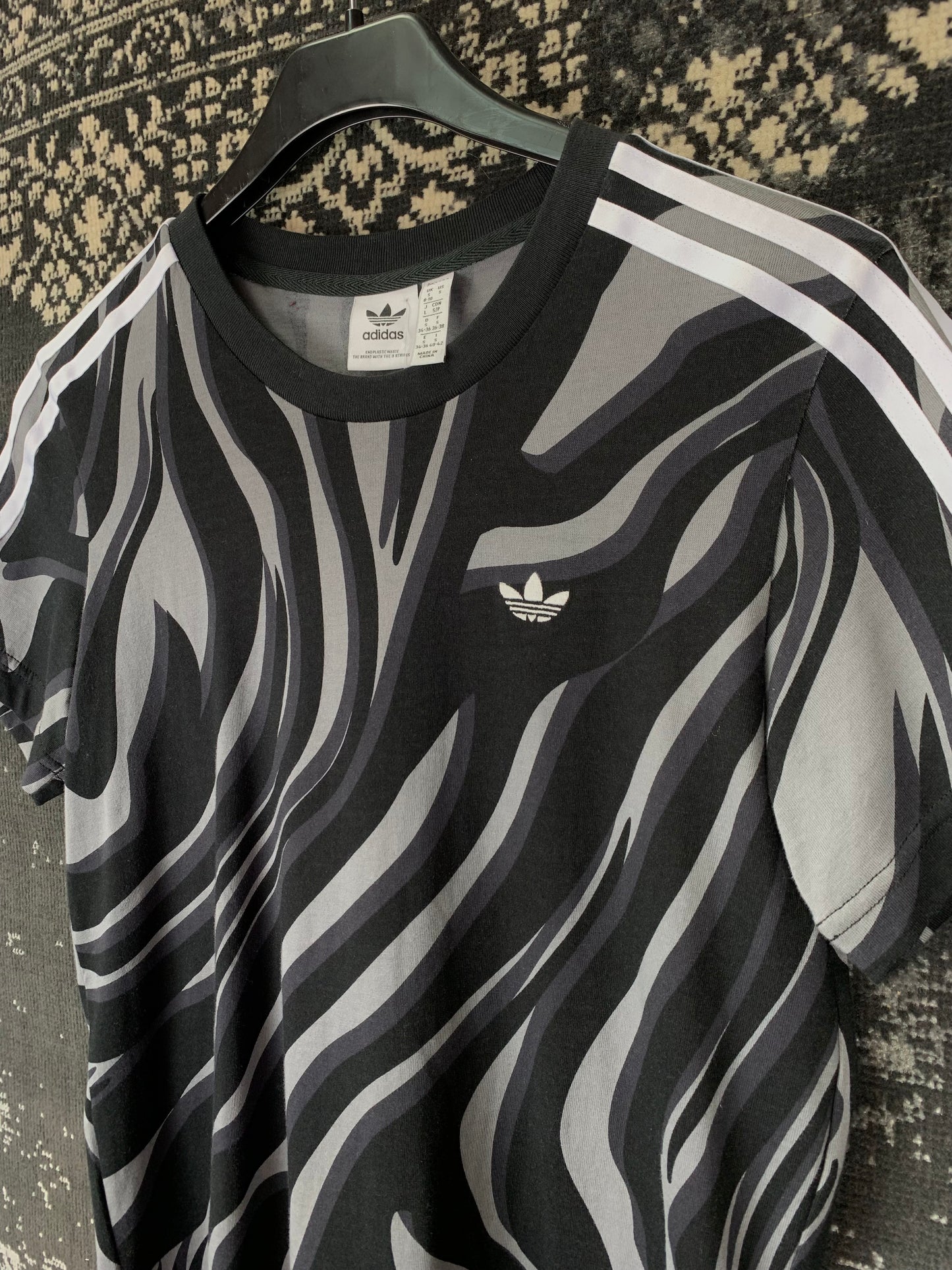 Women's Adidas Originals Black and Grey Patterned T-Shirt