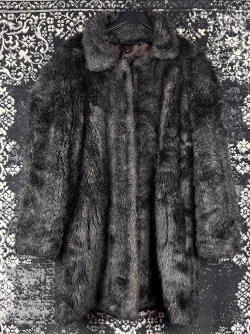 Women's Vintage Dark Brown Faux Fur Coat