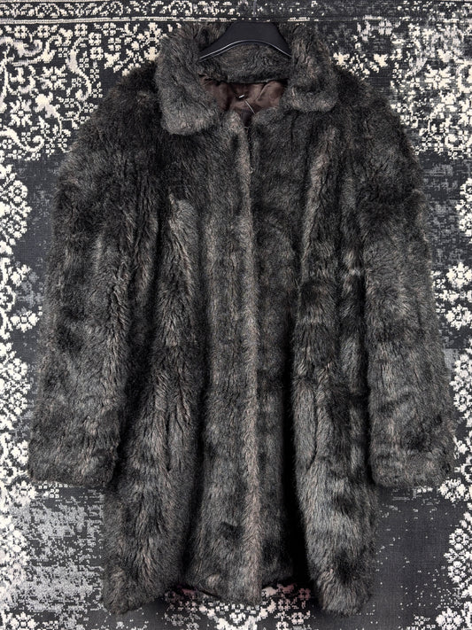 Women's Vintage Dark Brown Faux Fur Coat