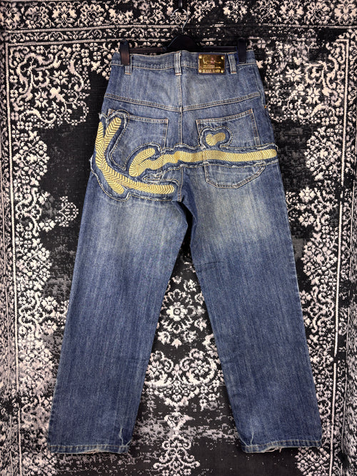 Y2K Vintage Karl Kani Gold Embroidered Jeans