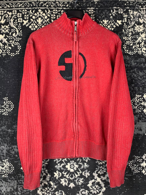 Men Y2K Vintage Shine Zip-Up Sweater