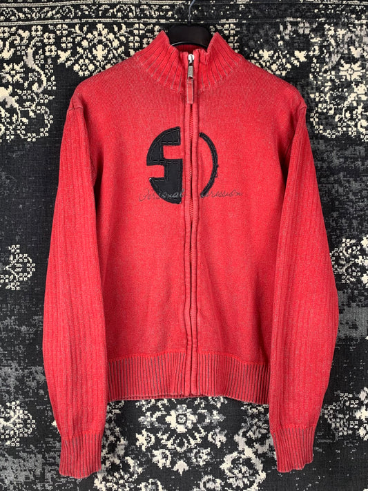 Men Y2K Vintage Shine Zip-Up Sweater