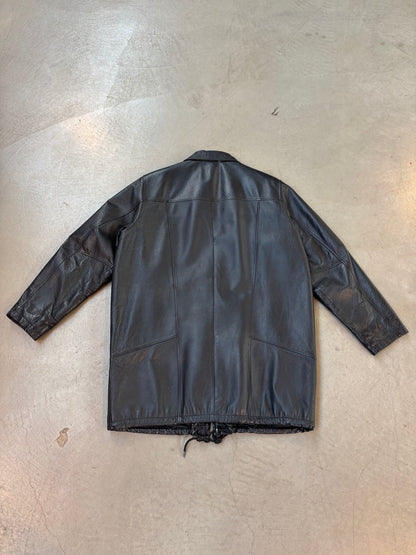 Jofama Black Leather Jacket Men's L