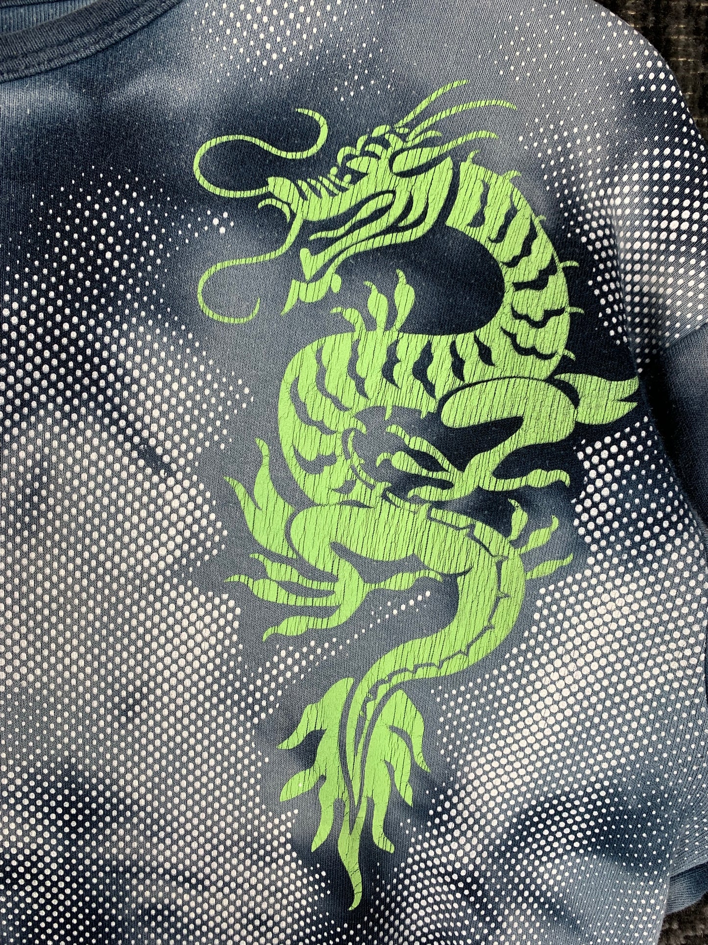 Y2K Men's Dark Blue Tie-Dye Tribal Print T-Shirt