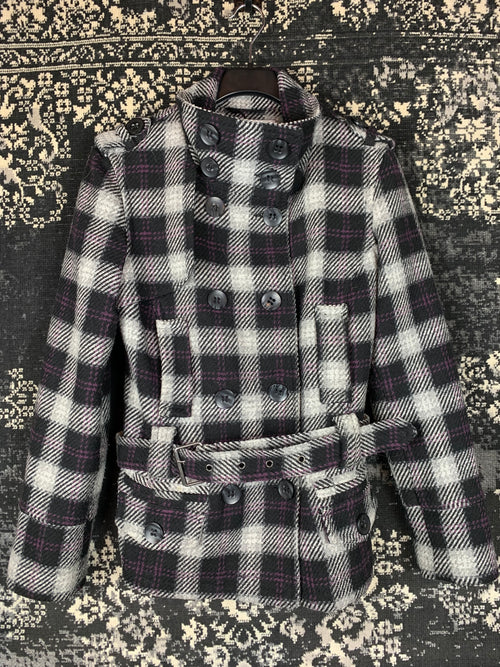 Clockhouse Y2K Style Checkered Wool-Blend Jacket