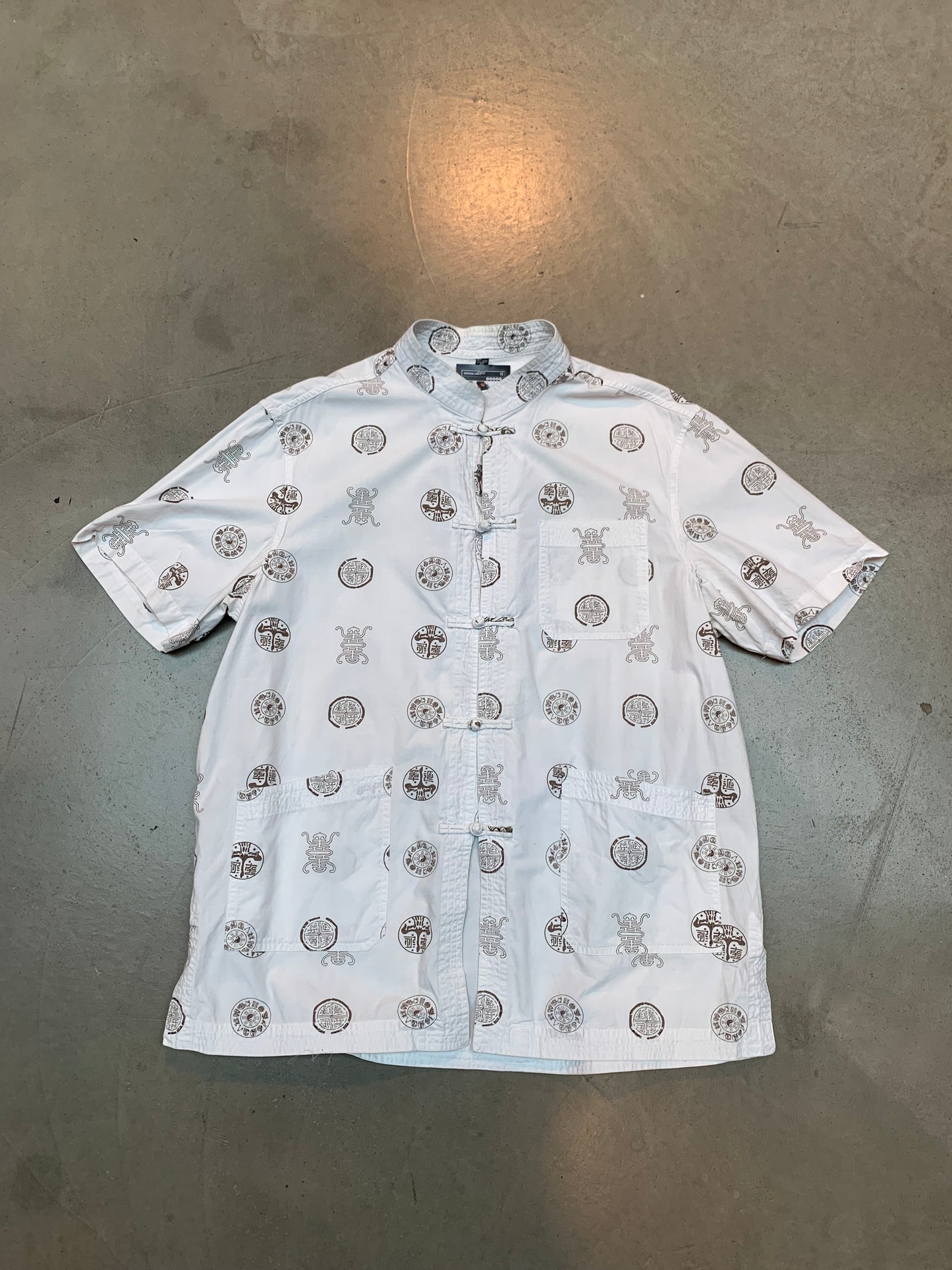 Vintage Xintangzhuang White Chinese Button Up Shirt