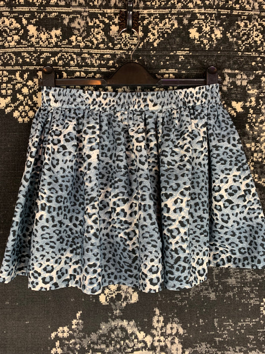 Y2K Style Blue Leopard Print Mini Skirt