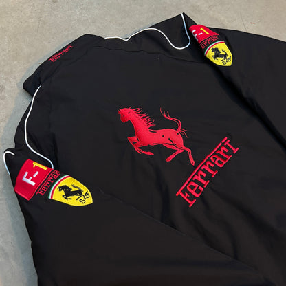 Vintage Black and Red Ferrari Racing Jacket
