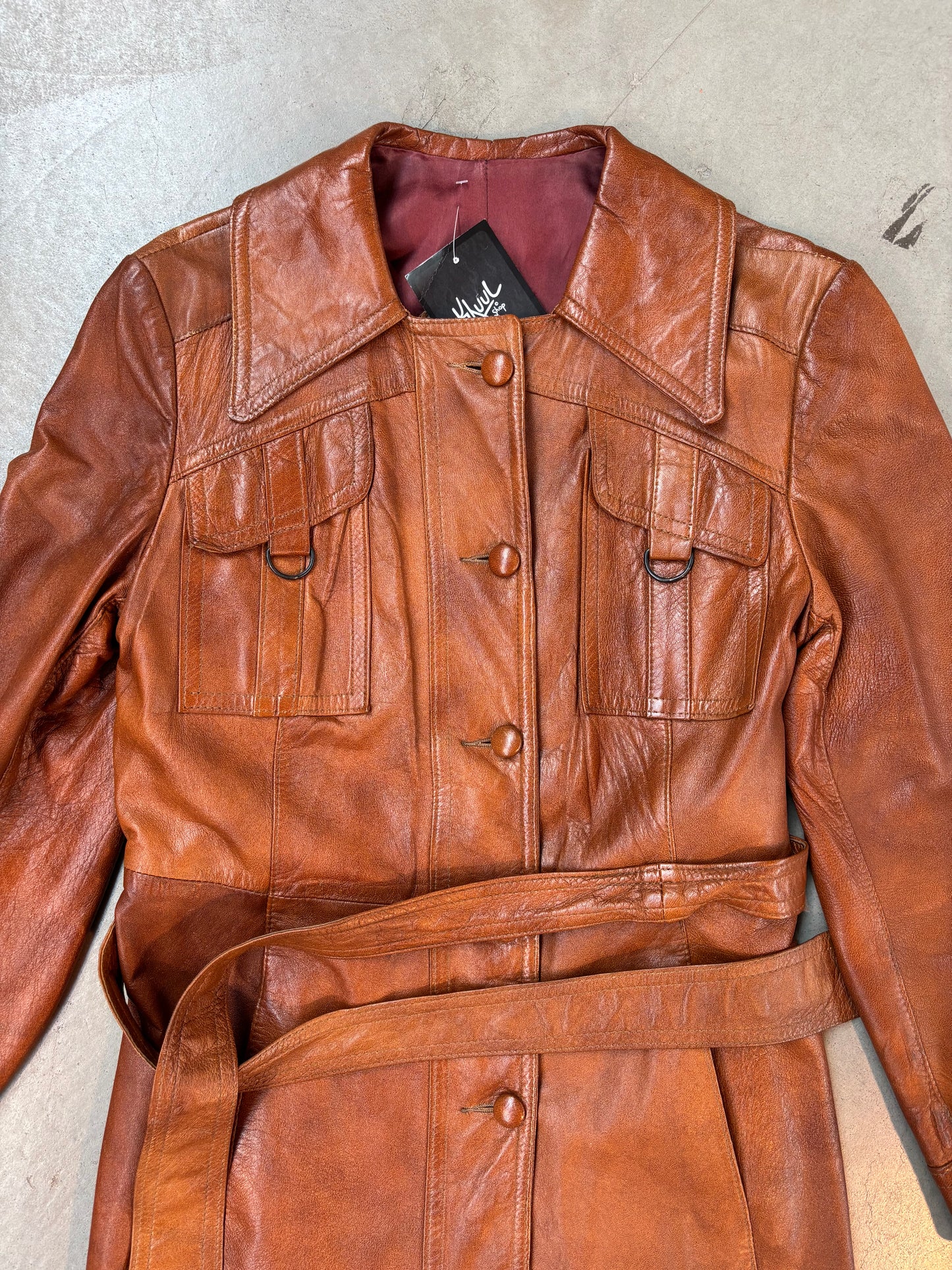 Vintage Marquis of London Belted Leather Jacket