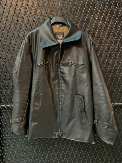 Vintage Men Black Zipup Leather Jacket