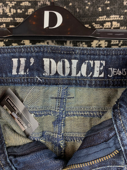 Y2K Vintage Il' Dolce Distressed Blue Mini Denim Skirt