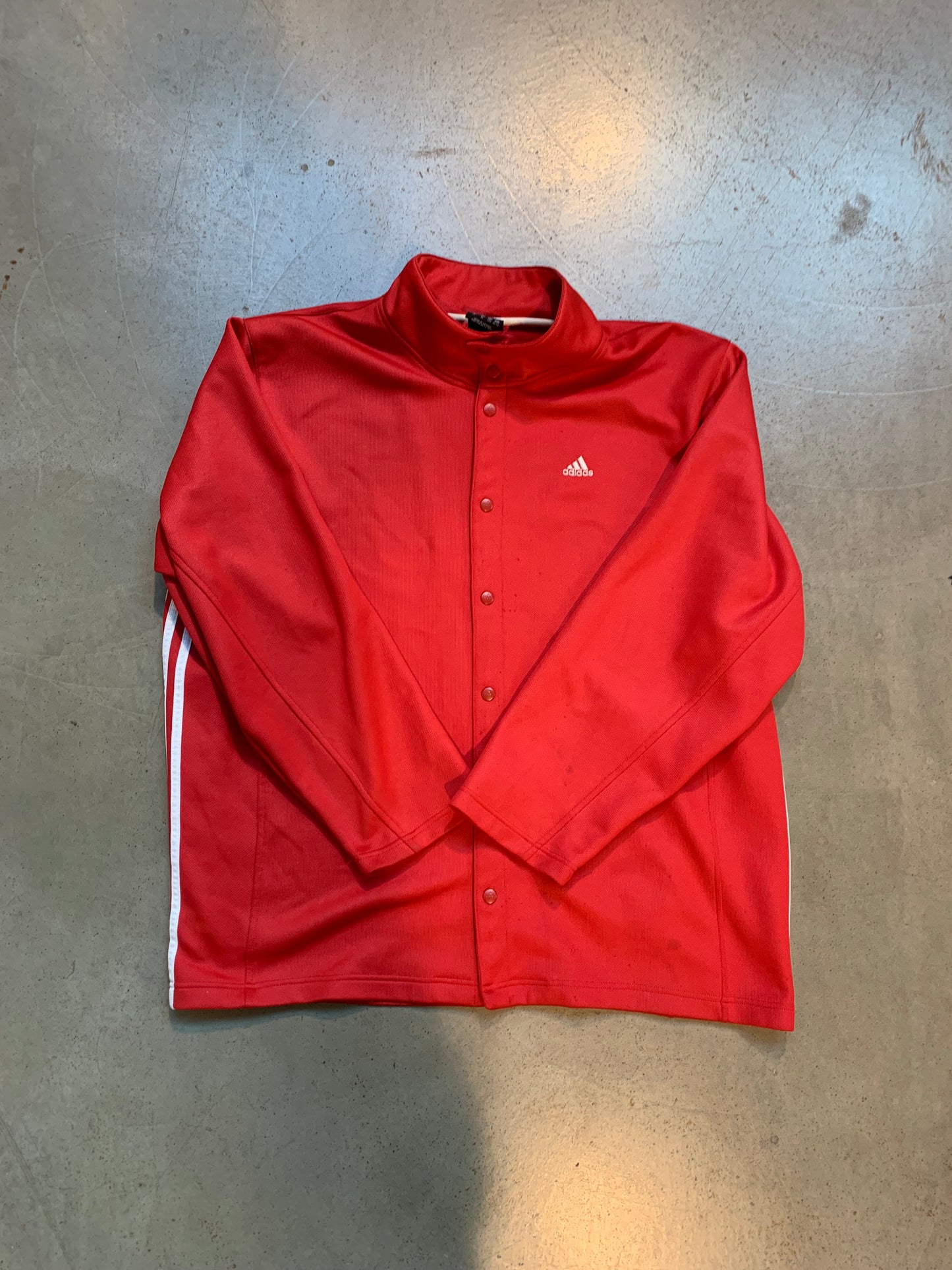 Vintage Adidas Men’s Red Snap-Up Track Jacket