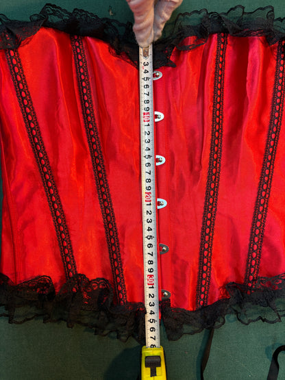 Women's Alternative Red Corset - Strapless Lace-Up Bustier Top