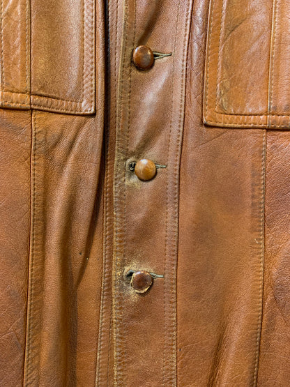 Vintage Unisex L Brown Leather Jacket By Marquis of London