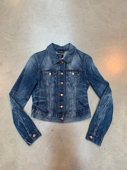 ONLY Denim Jacket with Custom Skull Artwork on Back