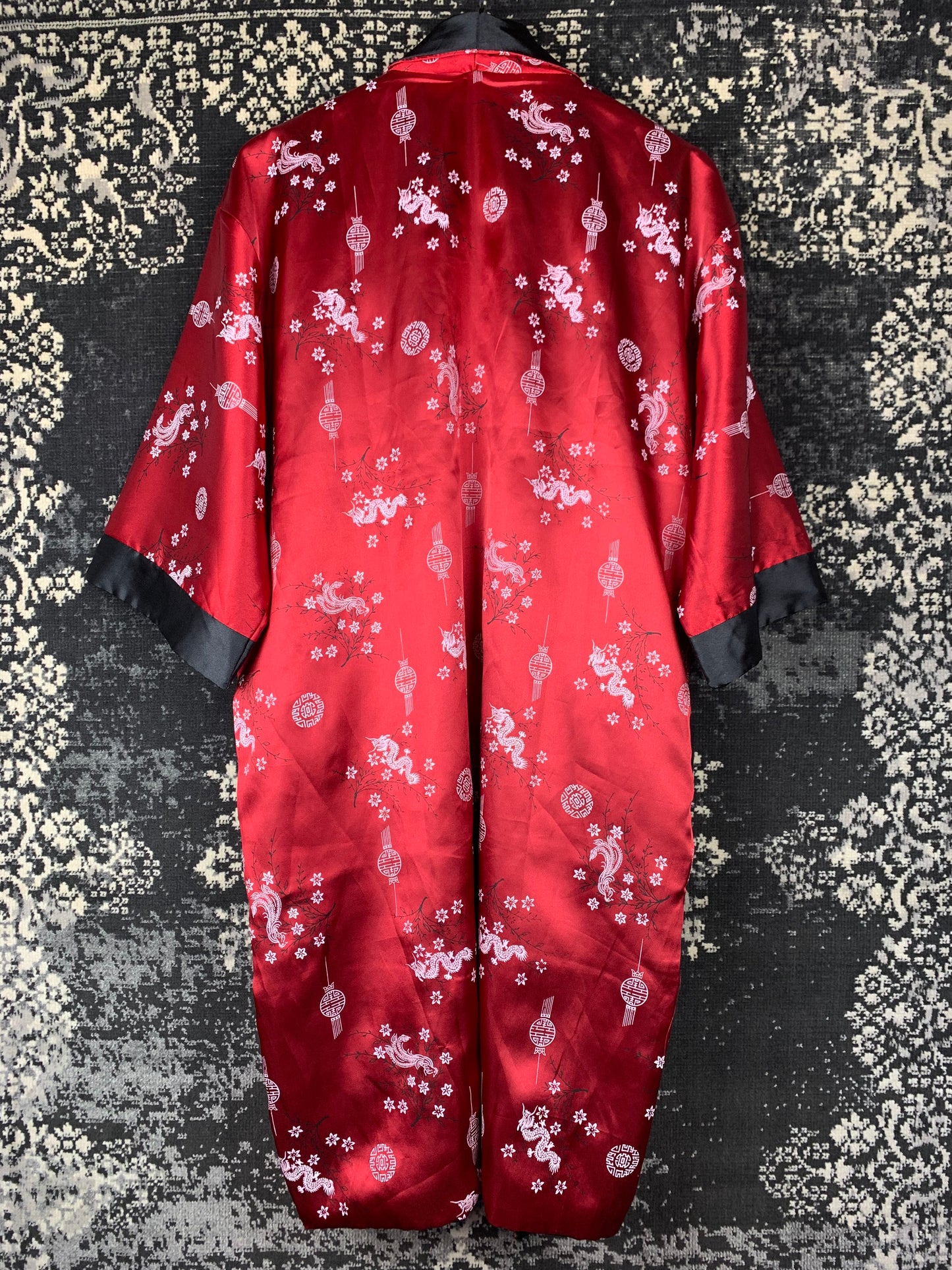 Vintage Women's Long Chinese Style Satin Kimono