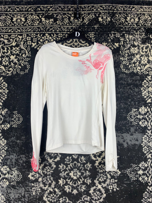 Y2K Women's White Puma Longsleeve Shirt