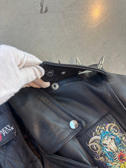 Sexy Punk Black Leather Biker Jacket