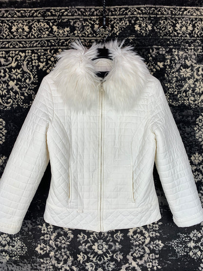 CC Y2K Women's White Quilted Zip-Up Jacket