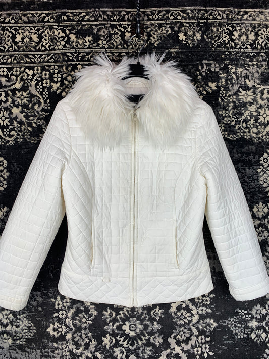 CC Y2K Women's White Quilted Zip-Up Jacket