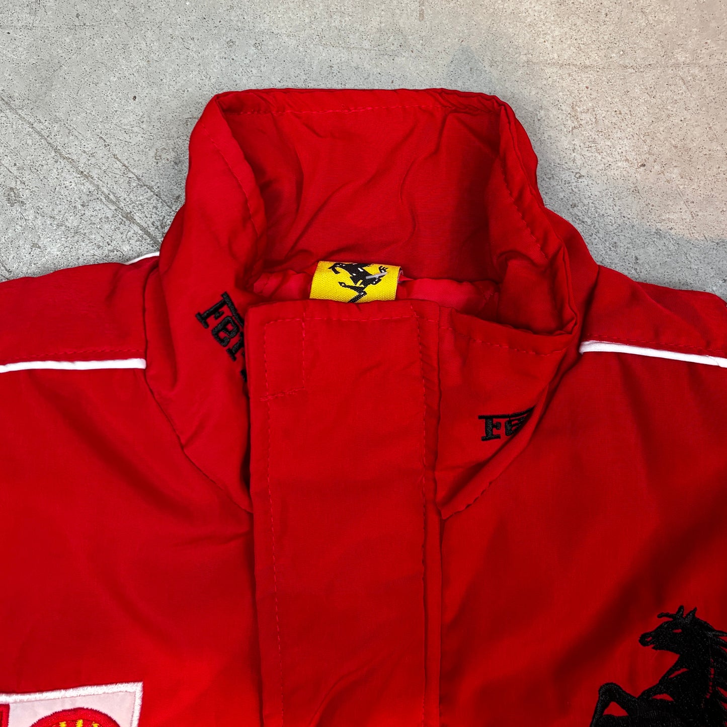 Vintage Red and White Ferrari Racing Jacket
