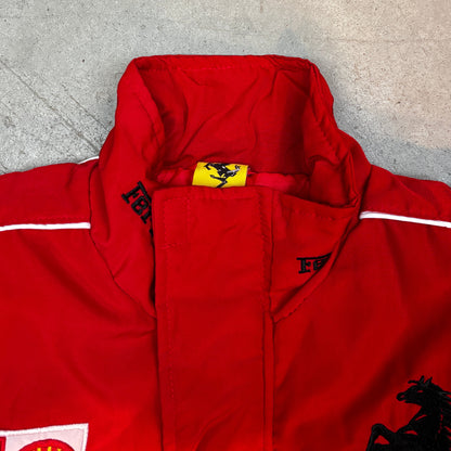 Vintage Red and White Ferrari Racing Jacket
