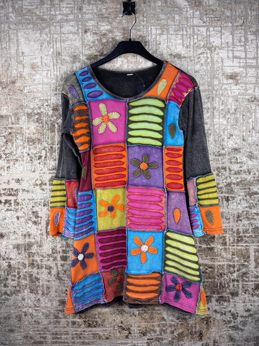 Womens Y2K Patchwork Multicolor Dress