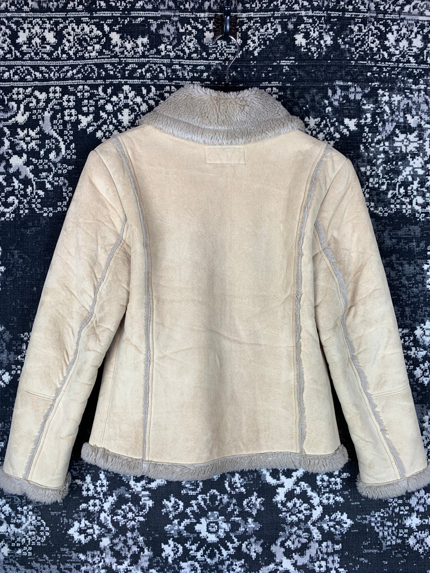 Klementi Y2K Style Beige Faux Suede Zip-Up Jacket