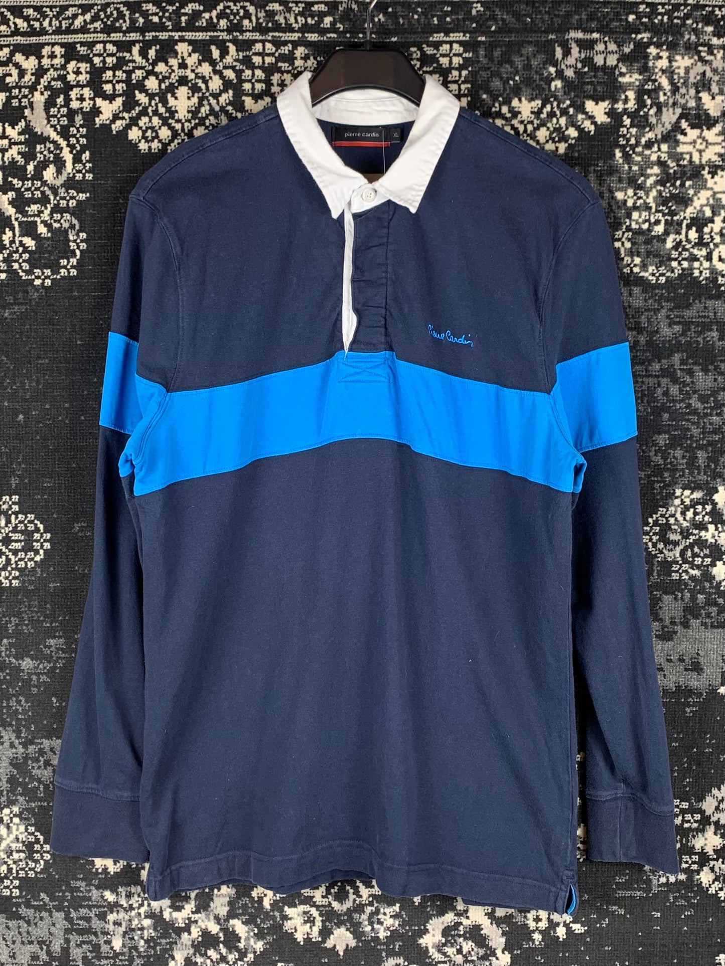 Men's Vintage Pierre Cardin Dark Blue Longsleeve Polo Shirt