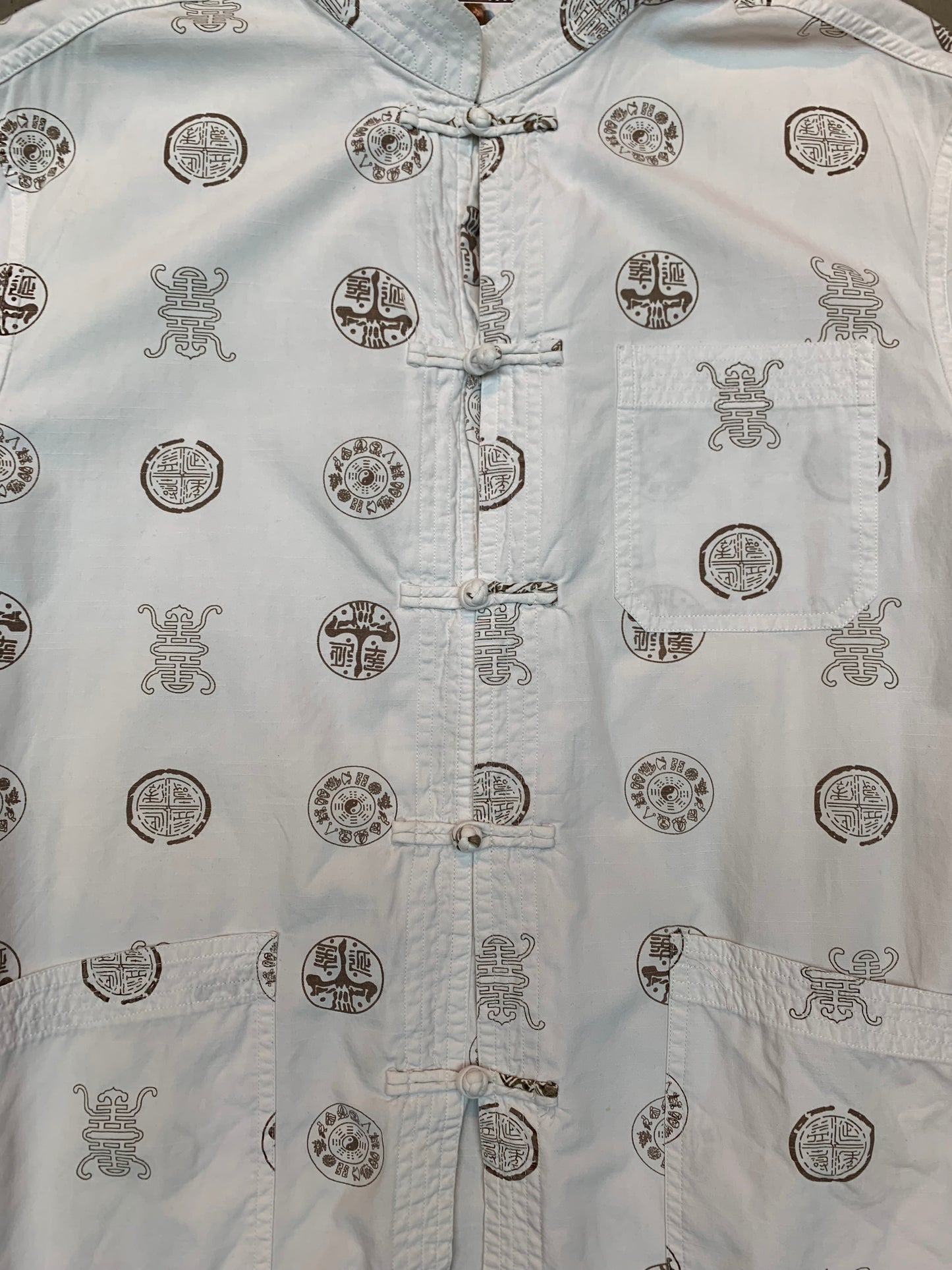 Vintage Xintangzhuang White Chinese Button Up Shirt
