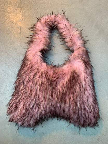 Women’s Pink Faux Fur Shoulder Tote Bag
