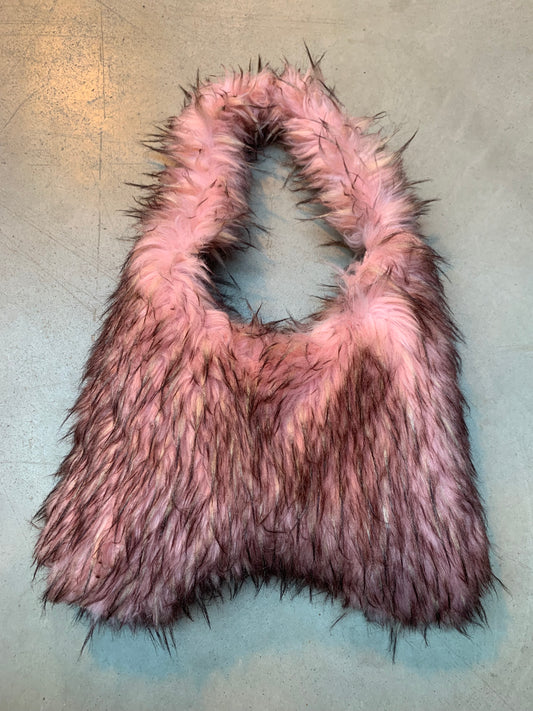 Women’s Pink Faux Fur Shoulder Tote Bag
