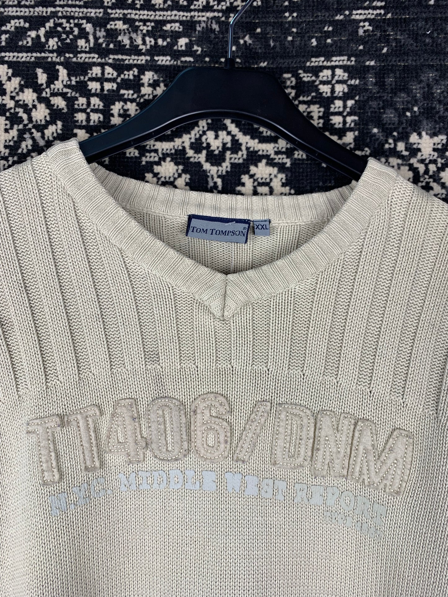 Men’s Y2K Tom Tompson Beige Knit Sweater