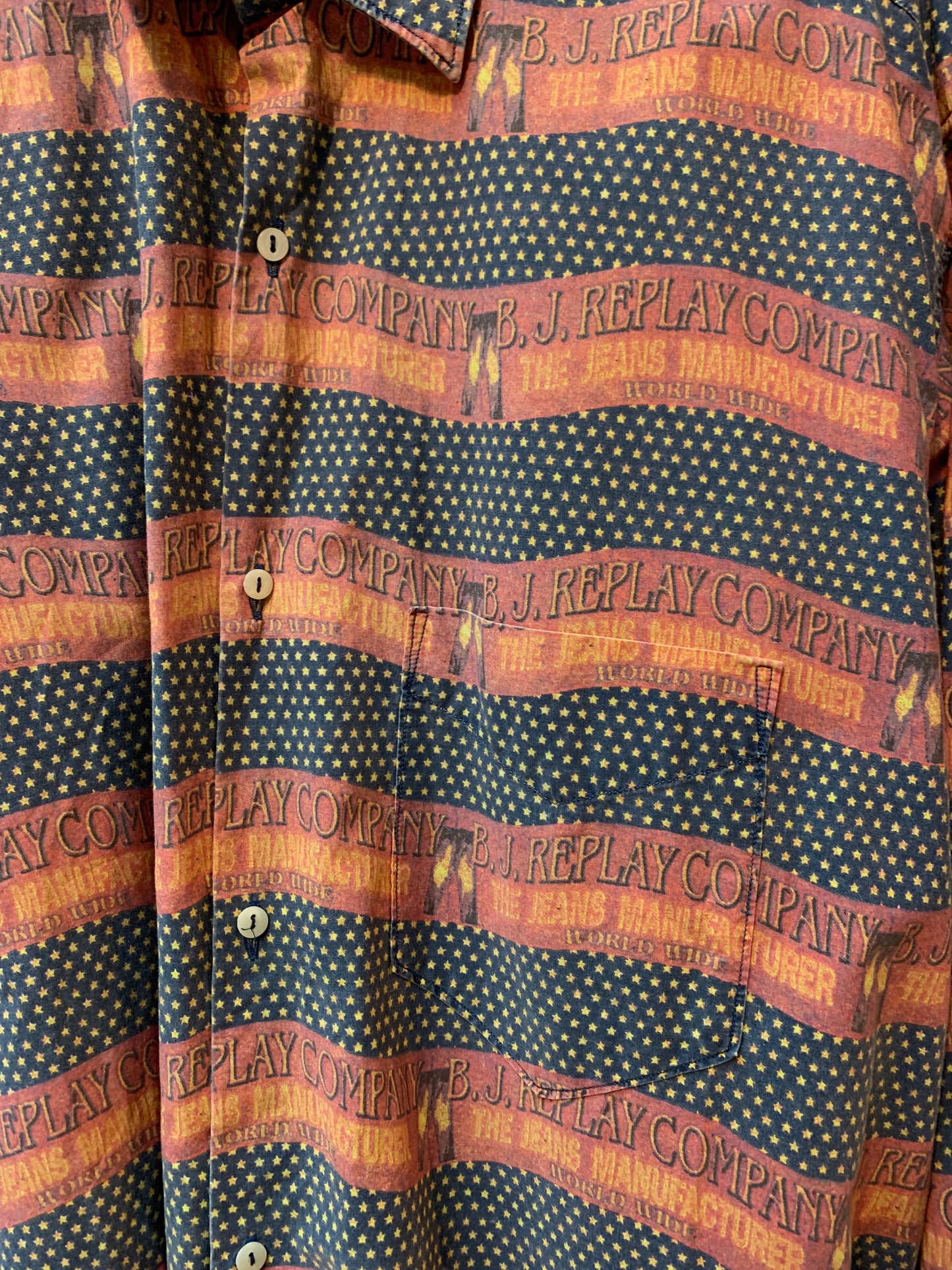 Replay Company Made in Italy Patterned Button-Up Shirt